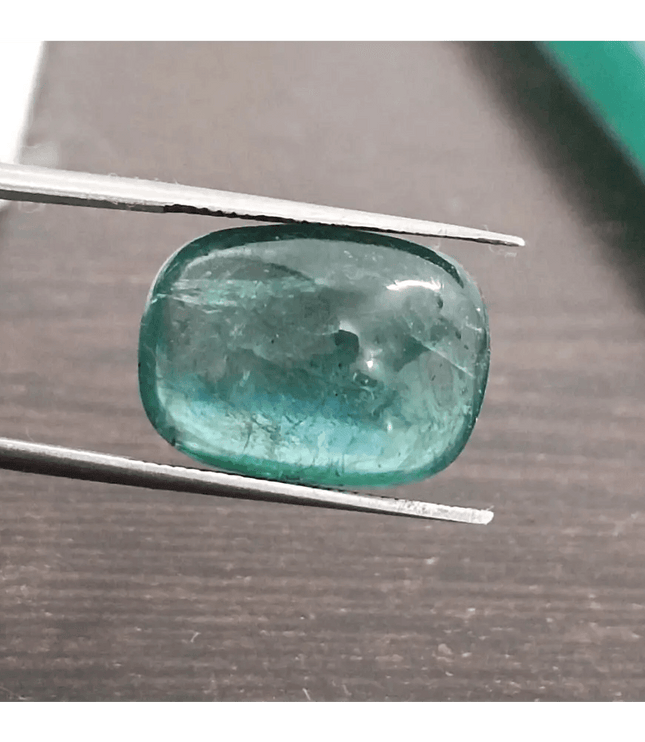 8.75ct Cabochon Cut Zambian Emerald, 100% Natural Gemstone - SMSGEMS 