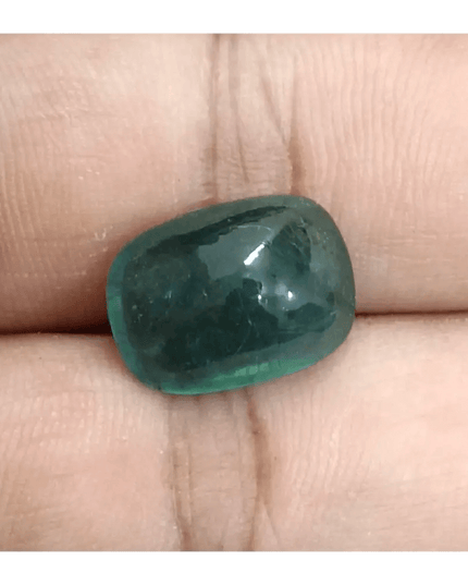 8.75ct Cabochon Cut Zambian Emerald, 100% Natural Gemstone - SMSGEMS 