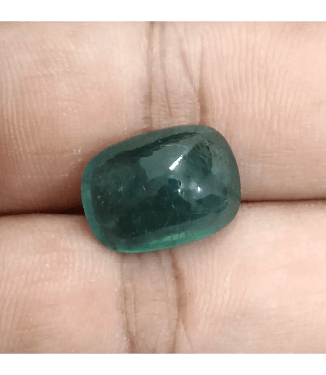 8.75ct Cabochon Cut Zambian Emerald, 100% Natural Gemstone - SMSGEMS 
