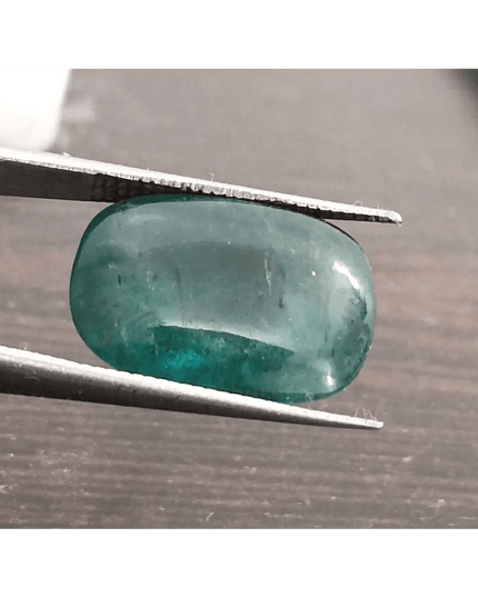 8.75ct Cabochon Cut Zambian Emerald, 100% Natural Gemstone - SMSGEMS 