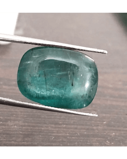 8.75ct Cabochon Cut Zambian Emerald, 100% Natural Gemstone - SMSGEMS 