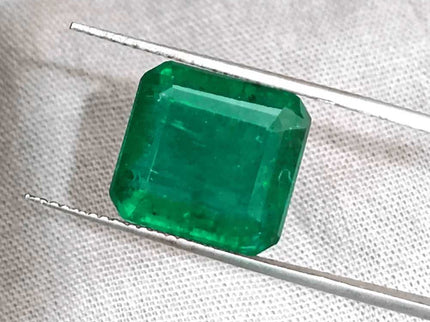 8.89ct Deep Vivid Green Zambian Emerald, Natural Emerald. - SMSGEMS 