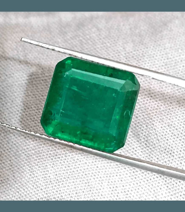 8.89ct Deep Vivid Green Zambian Emerald, Natural Emerald. - SMSGEMS 