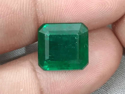 8.89ct Deep Vivid Green Zambian Emerald, Natural Emerald. - SMSGEMS 
