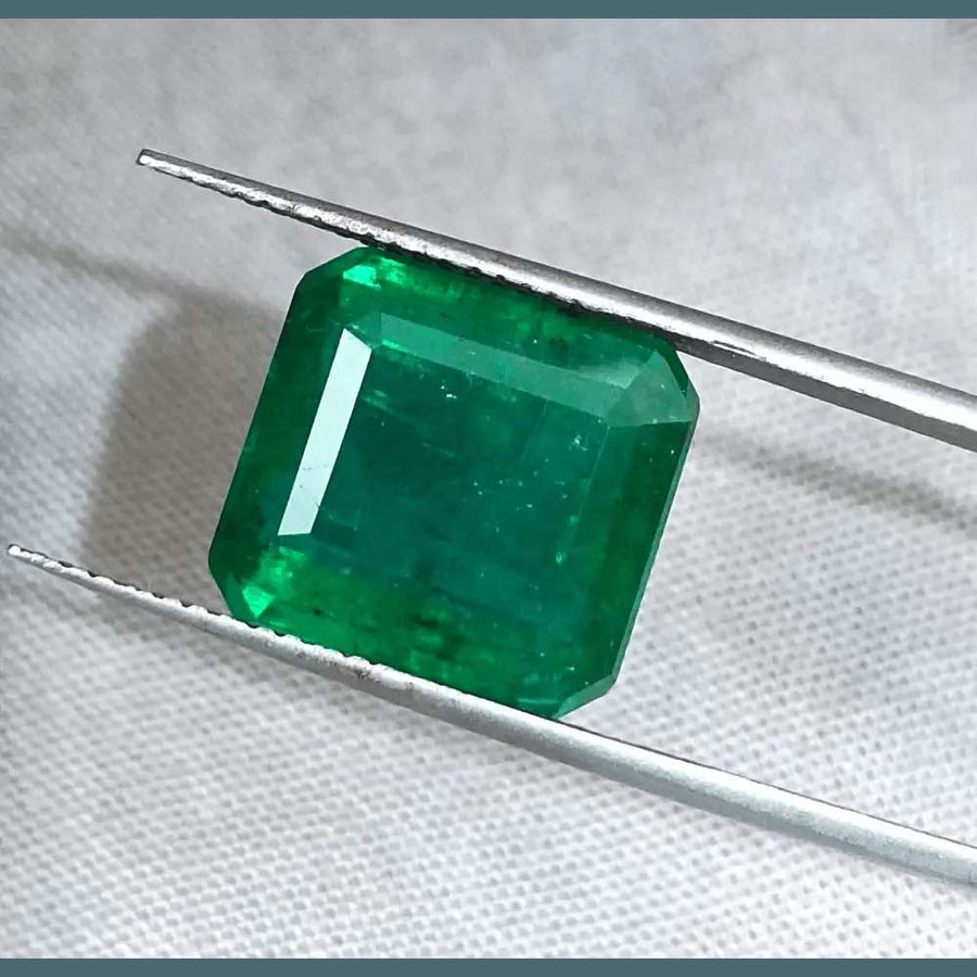8.89ct Deep Vivid Green Zambian Emerald, Natural Emerald. - SMSGEMS 