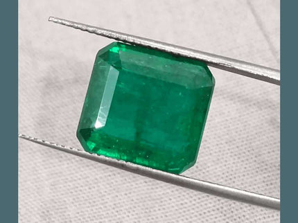 8.89ct Deep Vivid Green Zambian Emerald, Natural Emerald. - SMSGEMS 