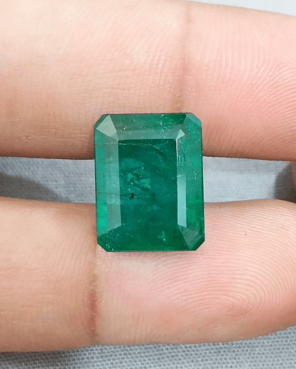 9.63ct Deep Green Zambian Emerald Natural Gemstone - SMSGEMS 