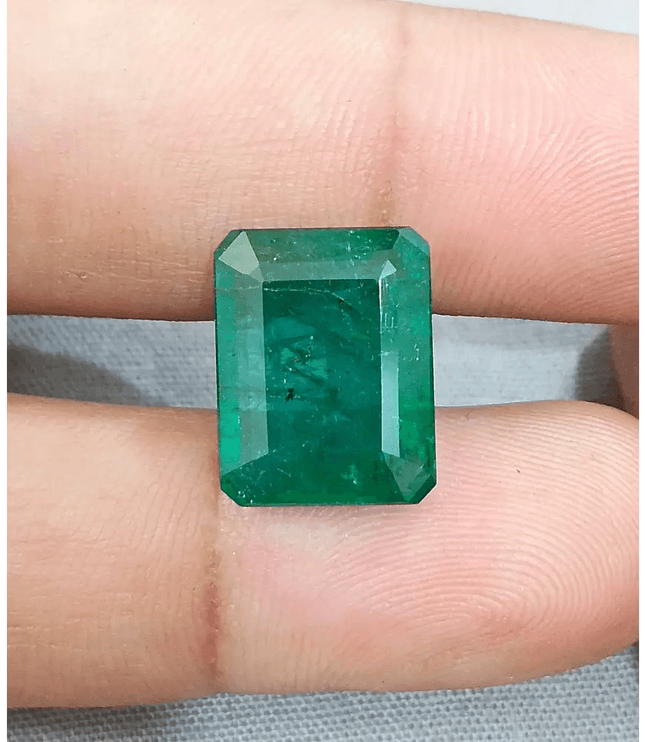 9.63ct Deep Green Zambian Emerald Natural Gemstone - SMSGEMS 