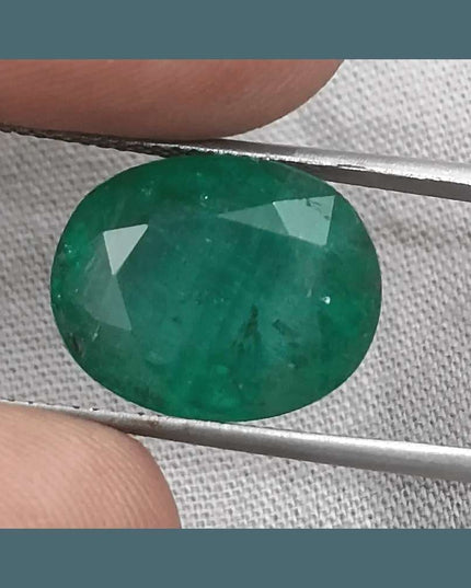 9.94ct Deep Green Zambian Emerald, Natural Gemstone - SMSGEMS 