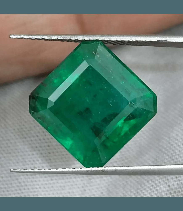 9.93ct Zambian Emerald Vivid Deep Green Certified by GSI - SMSGEMS 