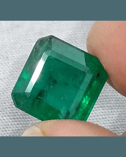 9.93ct Zambian Emerald Vivid Deep Green Certified by GSI - SMSGEMS 