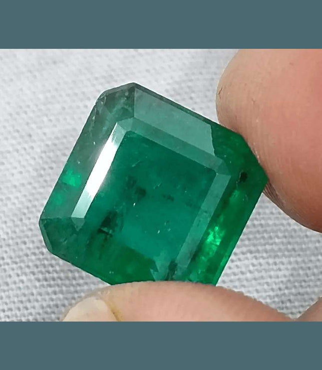 9.93ct Zambian Emerald Vivid Deep Green Certified by GSI - SMSGEMS 