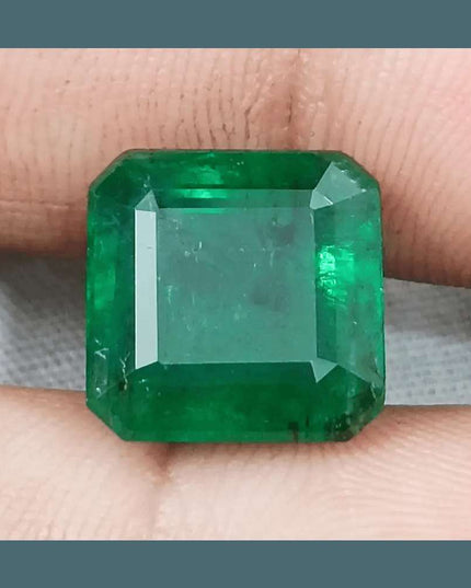 9.93ct Zambian Emerald Vivid Deep Green Certified by GSI - SMSGEMS 