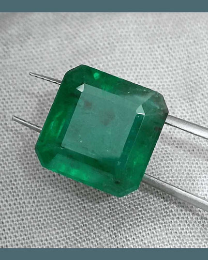 9.93ct Zambian Emerald Vivid Deep Green Certified by GSI - SMSGEMS 