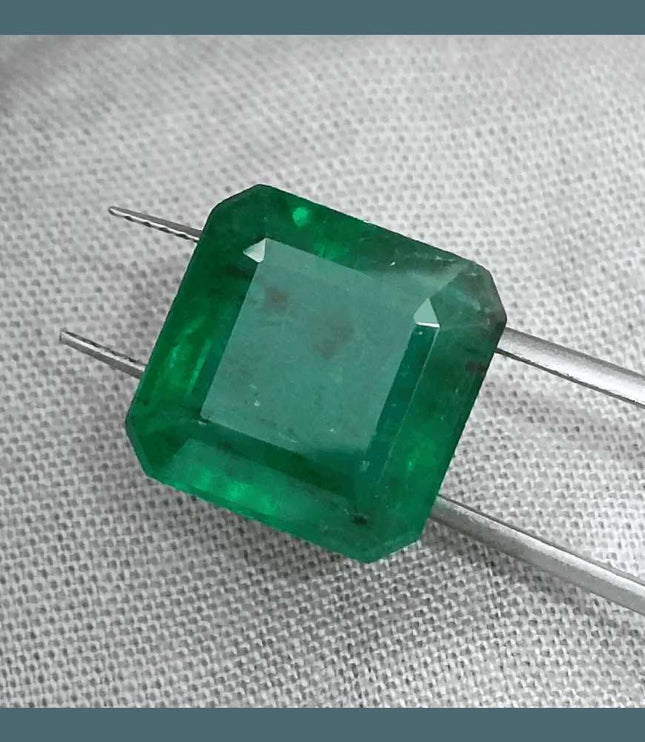 9.93ct Zambian Emerald Vivid Deep Green Certified by GSI - SMSGEMS 