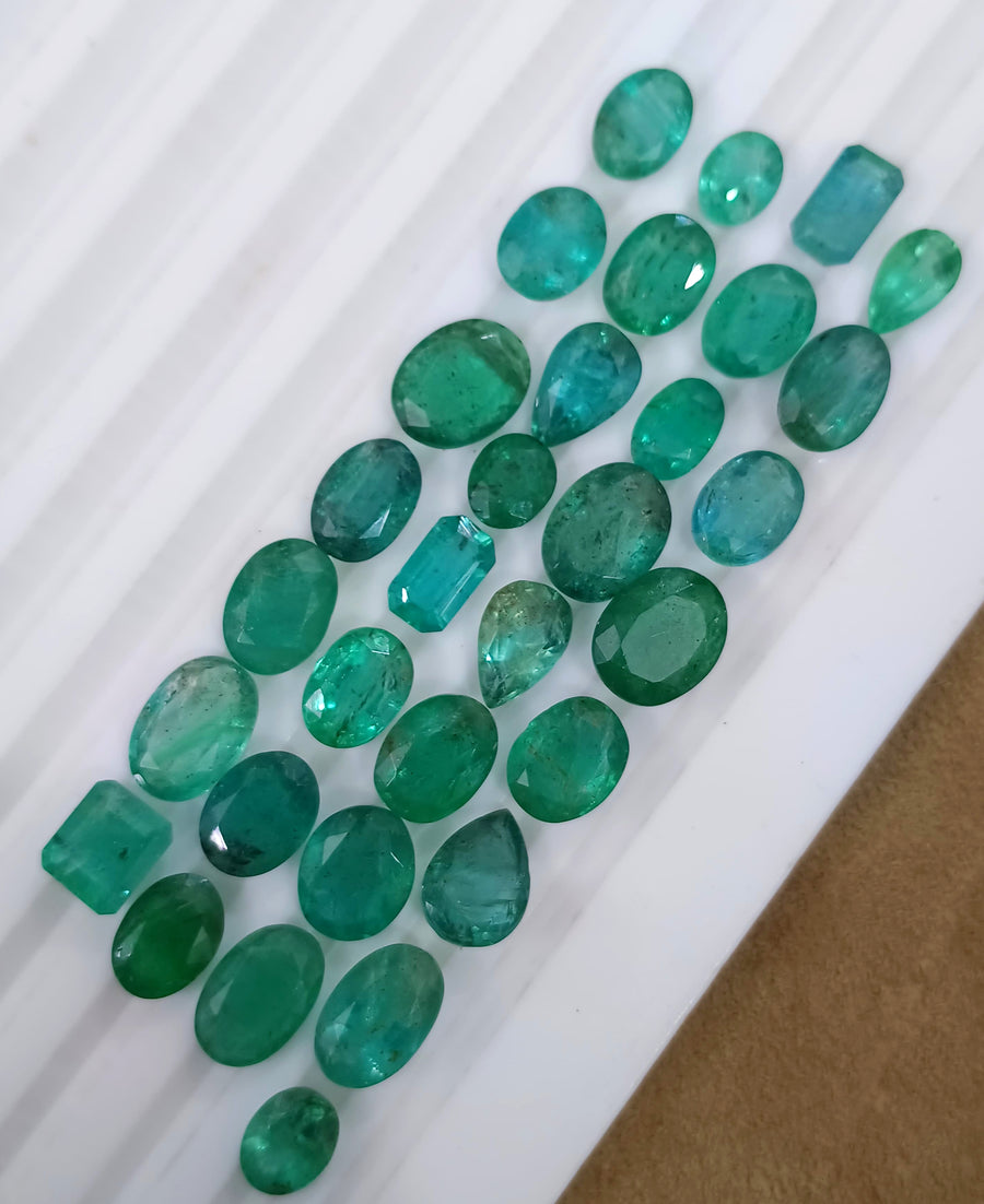 42.50ct/31pcs Zambian Emerald Parcel Natural Gemstones