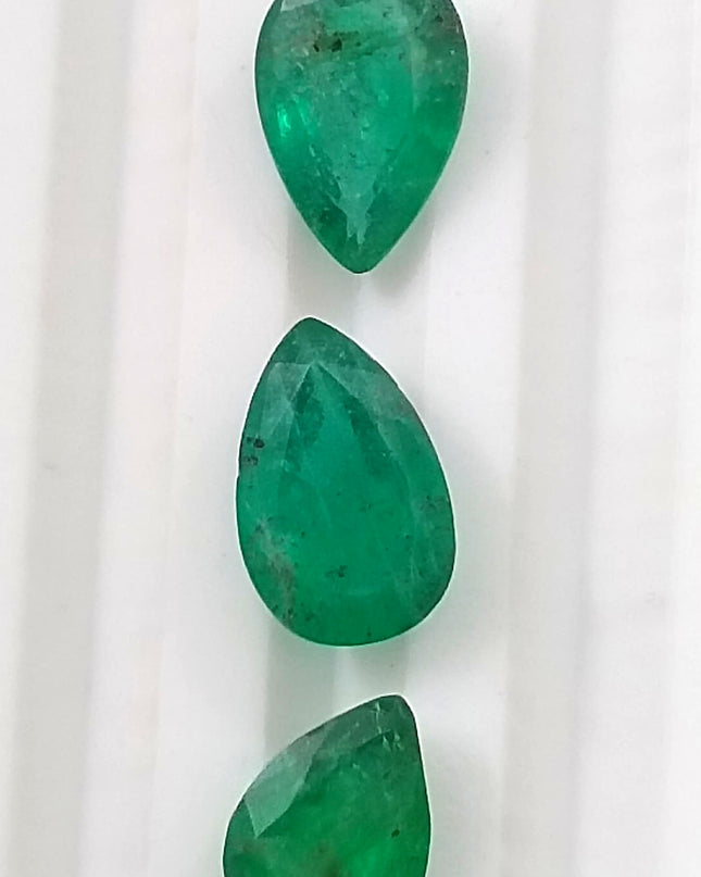 4.54ct/3pcs Pear cut Swat Emerald parcel, Natural Gemstones