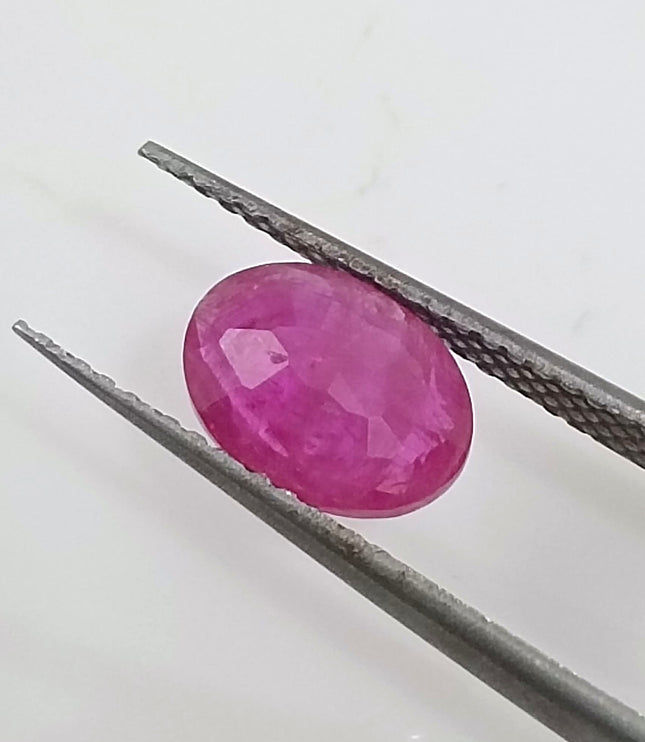 Certified 1.38ct Untreated Natural Mozambique Ruby Stone.