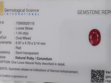 Mozambique Ruby 1.04ct Untreated Natural Stone