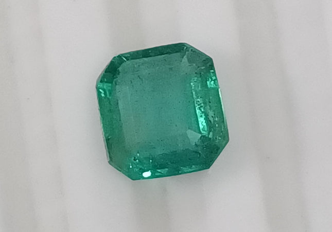 GSI Certified 1.06ct Medium Light Green Zambian Emerald, Natural Gemstone