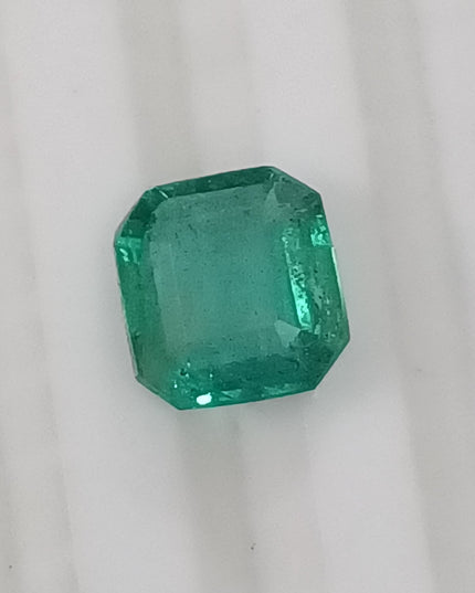 GSI Certified 1.06ct Medium Light Green Zambian Emerald, Natural Gemstone
