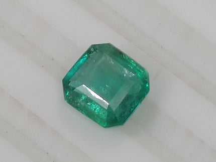 1.06ct Natural Emerald GSI Certified Zambian Medium Green Octagon Cut Gemstone