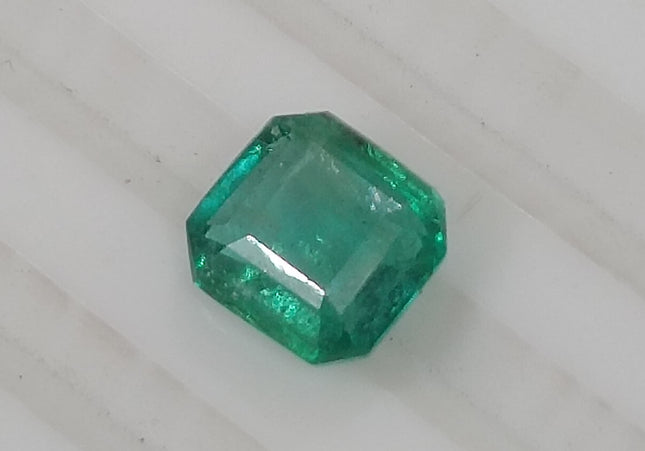 GSI Certified 1.06ct Medium Light Green Zambian Emerald, Natural Gemstone