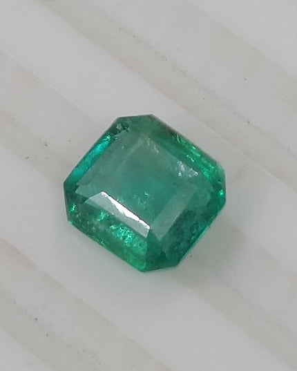 GSI Certified 1.06ct Medium Light Green Zambian Emerald, Natural Gemstone