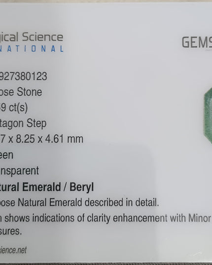 GSI Certified 2.59ct Medium Green Zambian Emerald, Natural earth mined Gemstone
