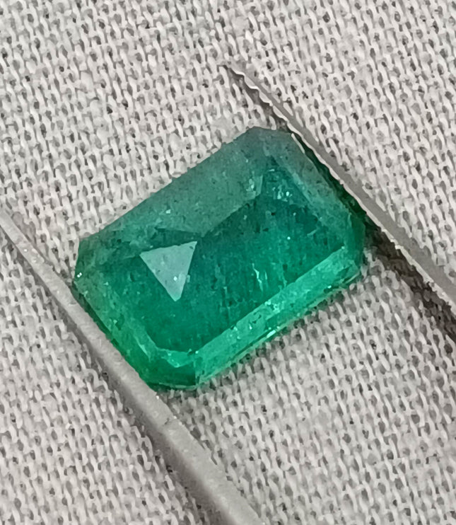 Certified 2.14ct Zambian Emerald, Natural Medium Deep Green Gemstone.