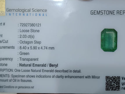 Zambian Emerald 2.03ct Natural Certified Spring Green Gemstone