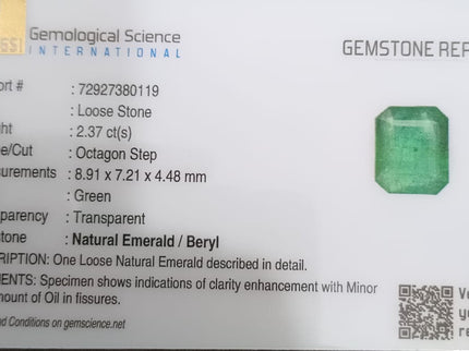 Zambian Emerald 2.37ct Natural Certified earth mined Gemstone