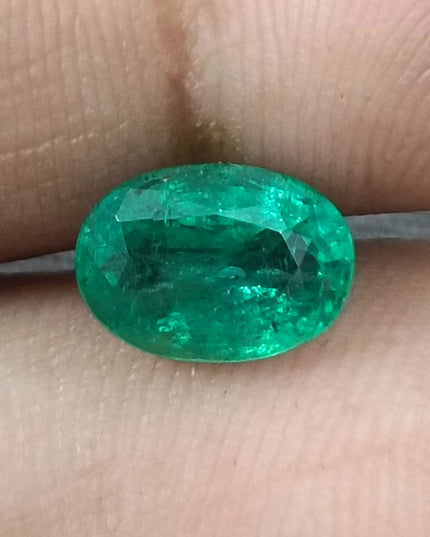 GSI Certified 1.71ct Intense Green Zambian Emerald, Natural Earth Mined Gemstone