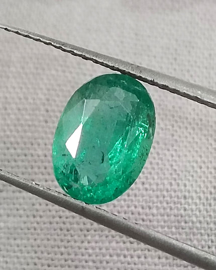 GSI Certified 1.71ct Intense Green Zambian Emerald, Natural Earth Mined Gemstone