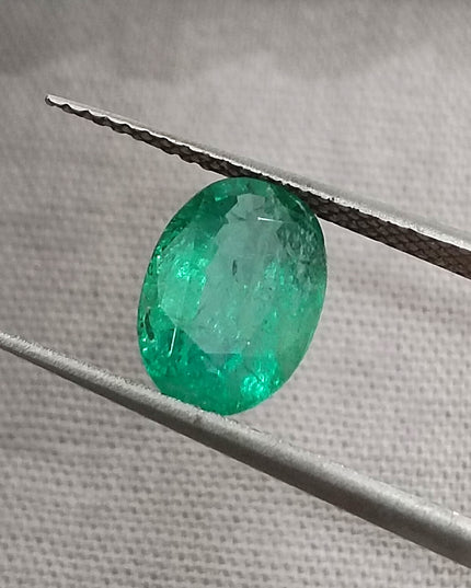 GSI Certified 1.71ct Intense Green Zambian Emerald, Natural Earth Mined Gemstone