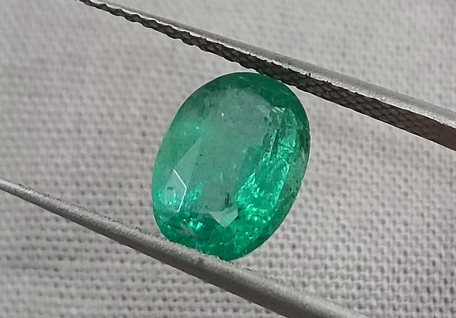 GSI Certified 1.71ct Intense Green Zambian Emerald, Natural Earth Mined Gemstone