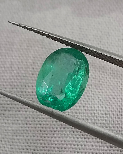 GSI Certified 1.71ct Intense Green Zambian Emerald, Natural Earth Mined Gemstone