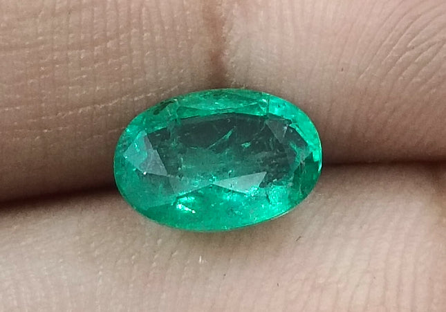 GSI Certified 1.71ct Intense Green Zambian Emerald, Natural Earth Mined Gemstone