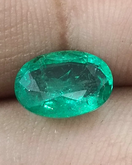 GSI Certified 1.71ct Intense Green Zambian Emerald, Natural Earth Mined Gemstone