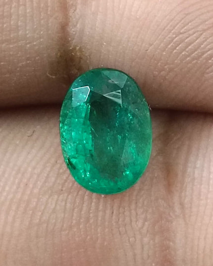GSI Certified 1.71ct Intense Green Zambian Emerald, Natural Earth Mined Gemstone