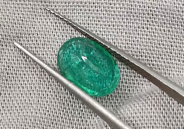 GSI Certified 1.71ct Intense Green Zambian Emerald, Natural Earth Mined Gemstone