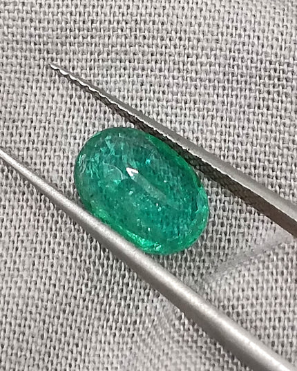 GSI Certified 1.71ct Intense Green Zambian Emerald, Natural Earth Mined Gemstone