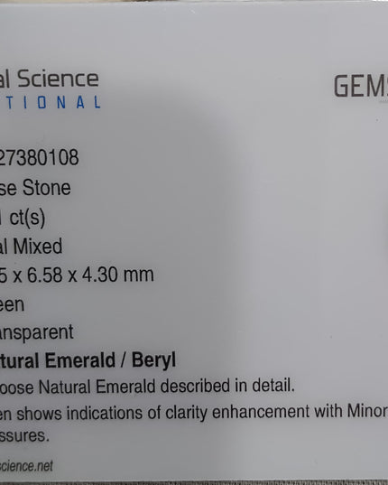 GSI Certified 1.71ct Intense Green Zambian Emerald, Natural Earth Mined Gemstone