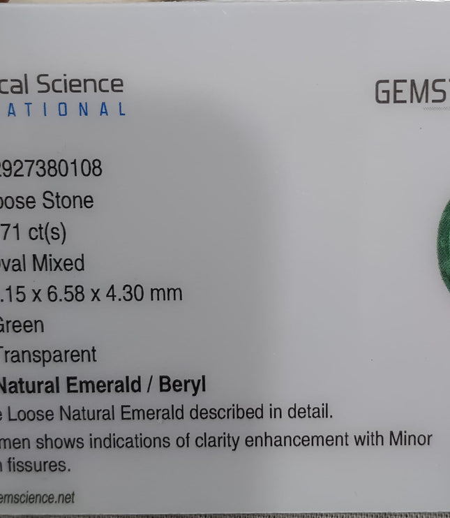 Zambian Emerald 1.71ct Shiny Sea Green Zambian Emerald, Natural Earth Mined Gemstone