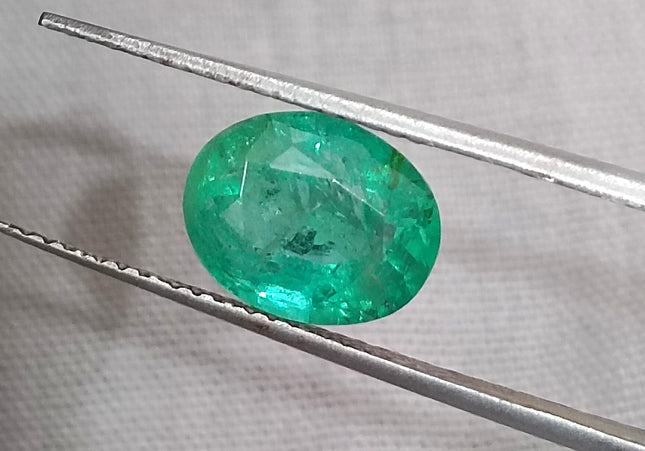 GSI Certified 2.28ct Intense Green Zambian Emerald, Natural Earth Mined Gemstone
