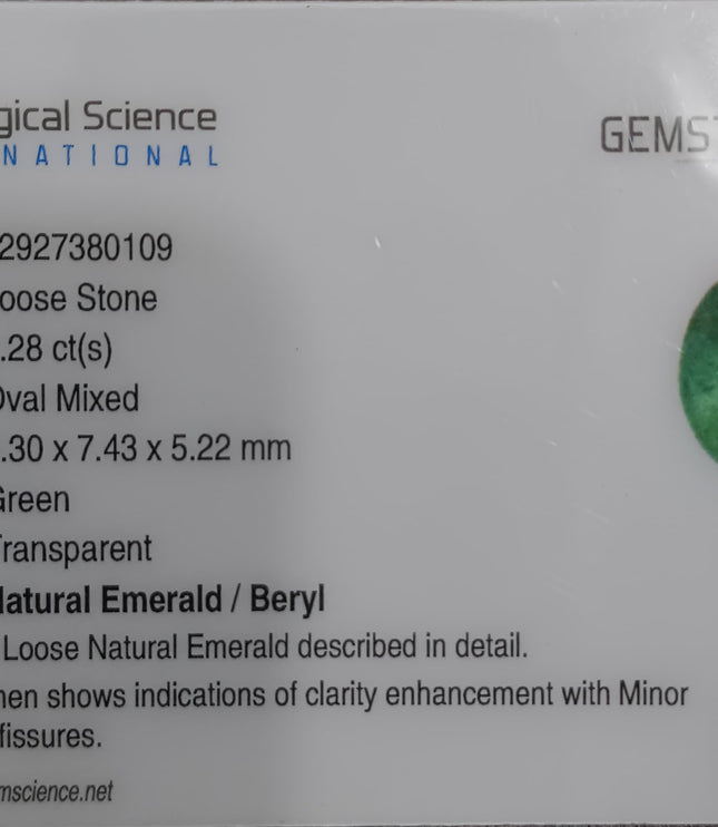 Zambian Emerald 2.28ct Certified Intense Green Oval Cut Loose Gemstone