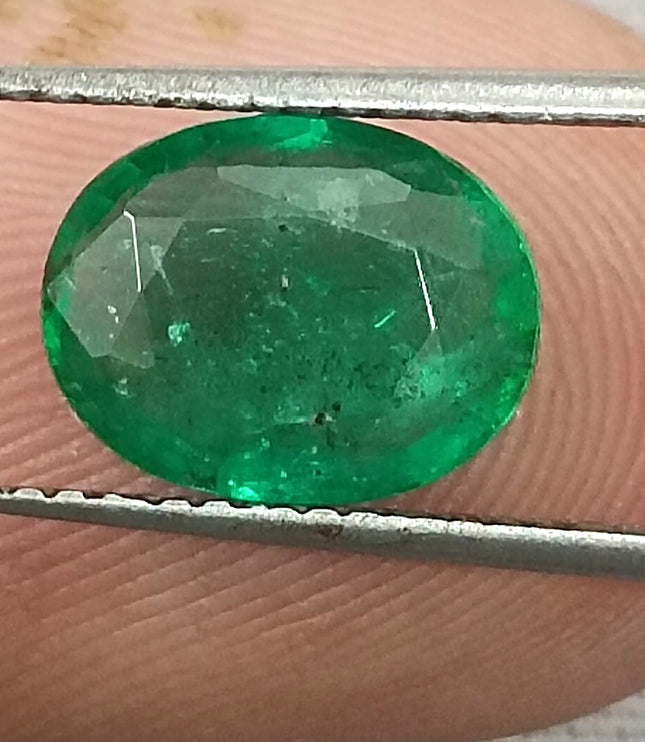 Certified 1.91ct Medium Green Zambian Emerald