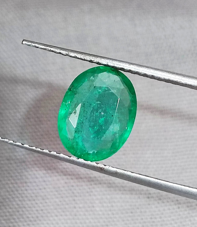 Certified 1.91ct Medium Green Zambian Emerald