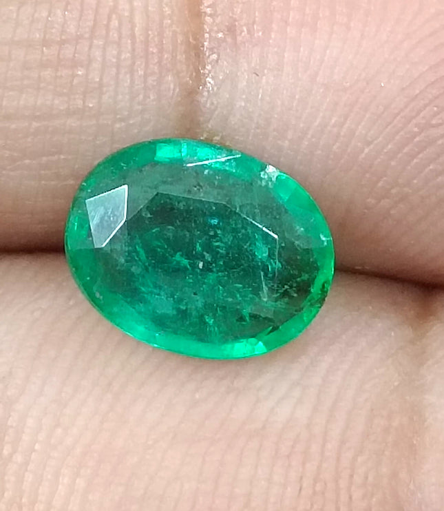 Certified 1.91ct Medium Green Zambian Emerald
