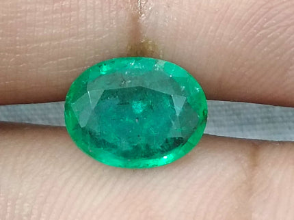 1.91ct Natural Emerald GSI Certified Zambian Medium Green Oval Gemstone